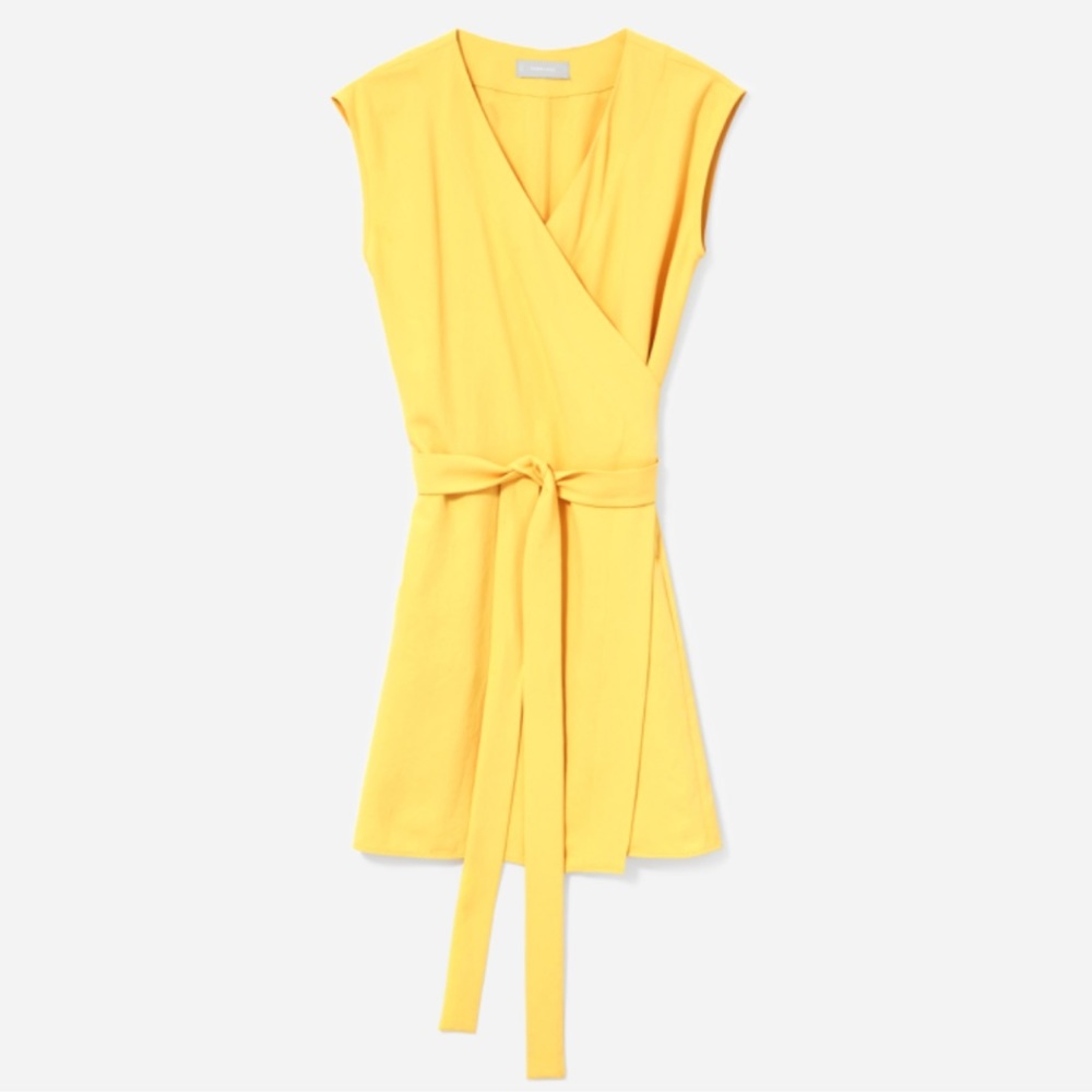 NWOT Everlane Yellow GoWeave Wrap Dress w/pockets